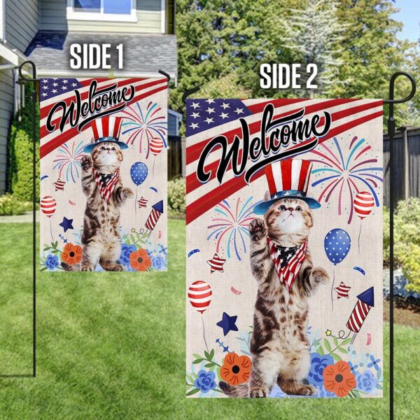 Patriotic Cat 4th of July Flag T-Shirt - Image 4