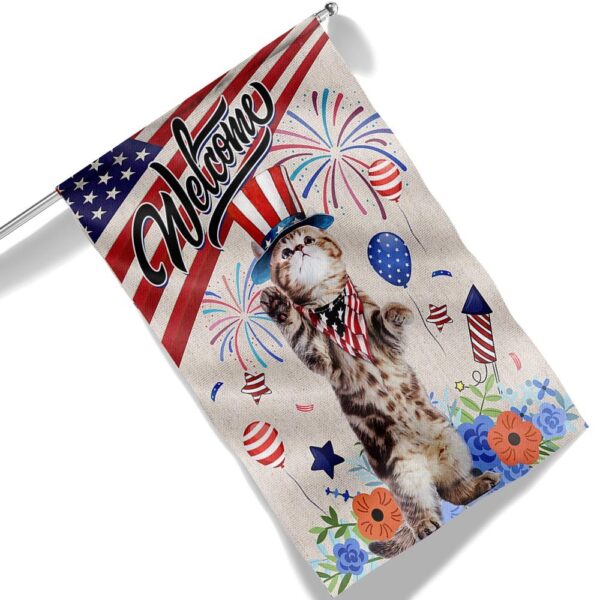 Patriotic Cat 4th of July Flag T-Shirt - Image 6