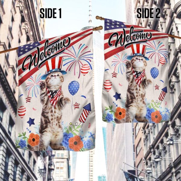 Patriotic Cat 4th of July Flag T-Shirt - Image 3