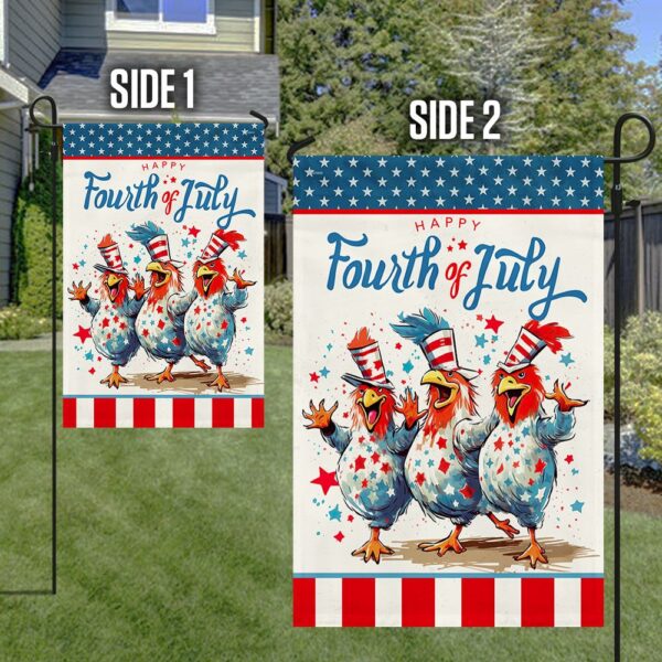 Patriotic Chickens 4th of July Farm Decor Flag - Image 5