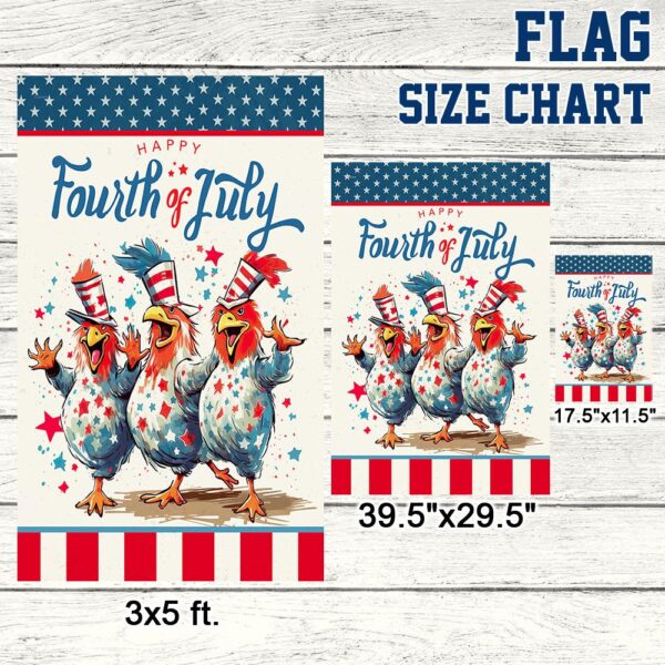 Patriotic Chickens 4th of July Farm Decor Flag - Image 7