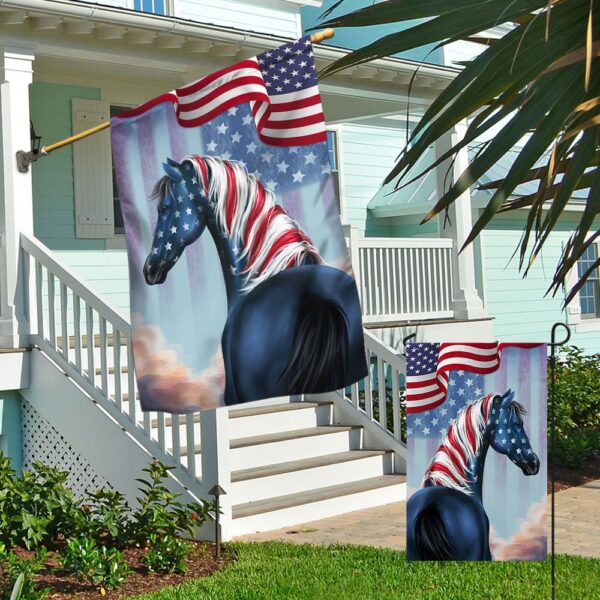 Patriotic Horse 4th of July T-Shirt - American Flag Design - Image 4