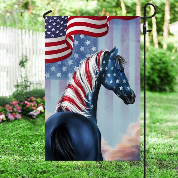 Patriotic Horse 4th of July T-Shirt - American Flag Design - Image 3