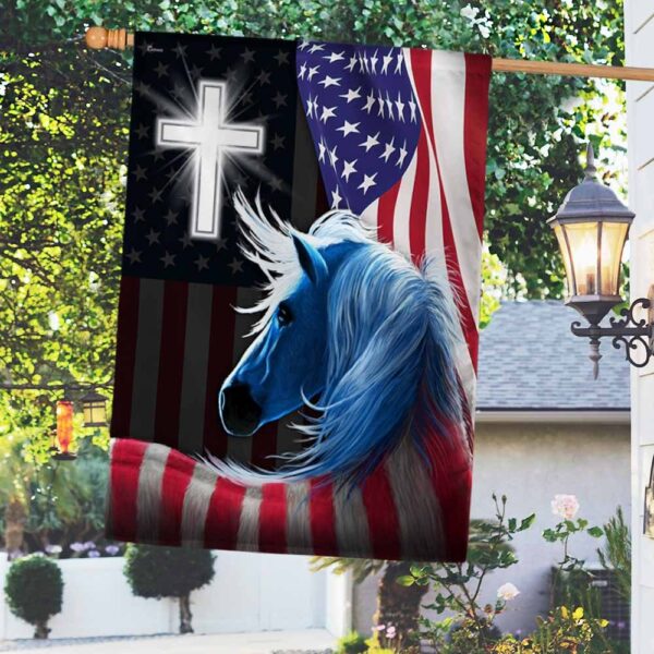 Patriotic Horse Cross 4th of July Flag T-Shirt