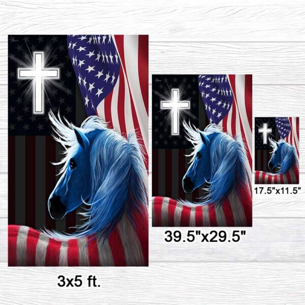 Patriotic Horse Cross 4th of July Flag T-Shirt - Image 7