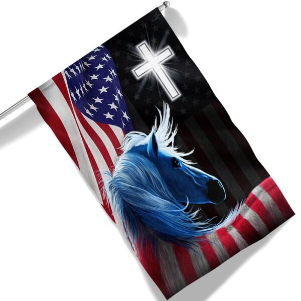 Patriotic Horse Cross 4th of July Flag T-Shirt - Image 6