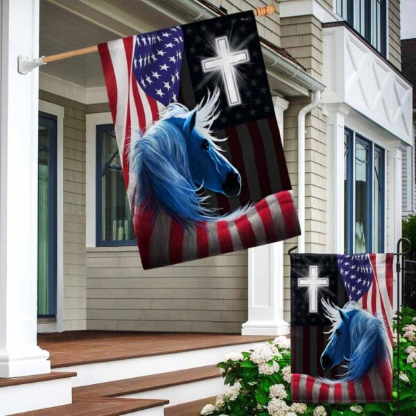 Patriotic Horse Cross 4th of July Flag T-Shirt - Image 4