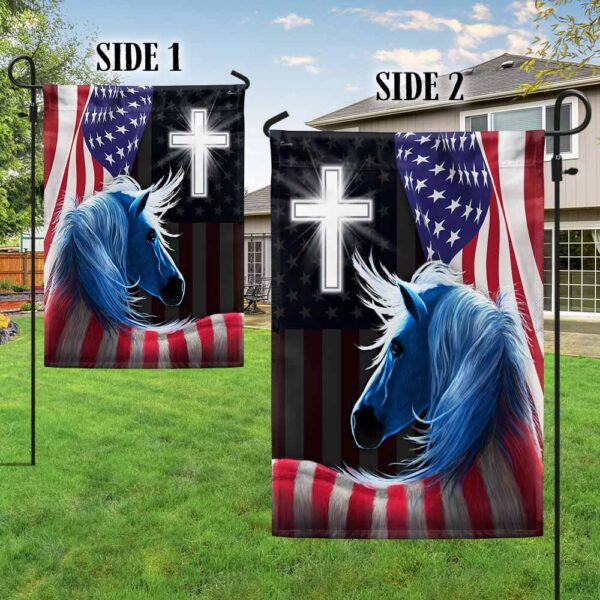 Patriotic Horse Cross 4th of July Flag T-Shirt - Image 5