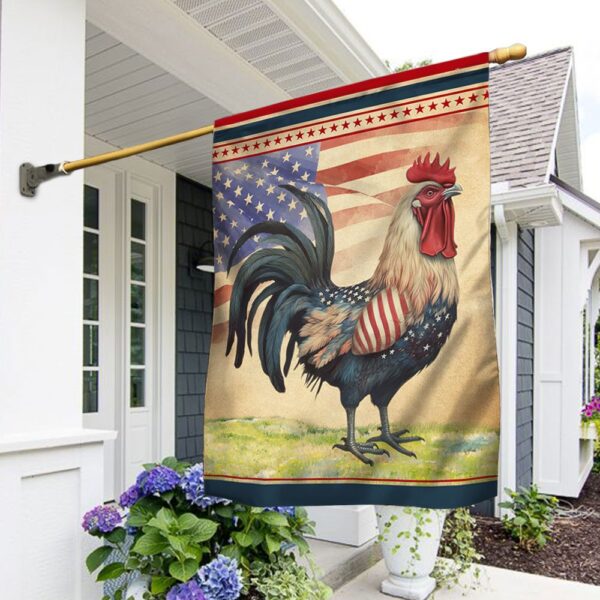 Patriotic Rooster 4th of July Flag: TQN1294F - Image 2