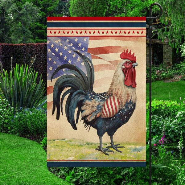 Patriotic Rooster 4th of July Flag: TQN1294F