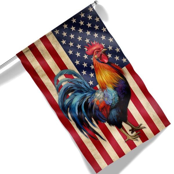 Patriotic Rooster American Flag T-Shirt - TQN1389F - Image 6