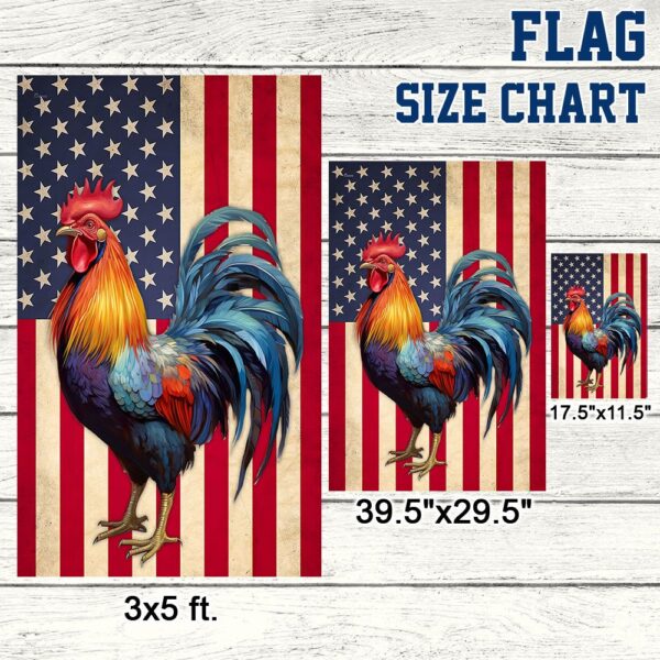Patriotic Rooster American Flag T-Shirt - TQN1389F - Image 7