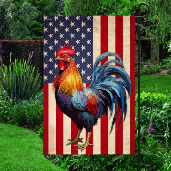 Patriotic Rooster American Flag T-Shirt - TQN1389F - Image 3