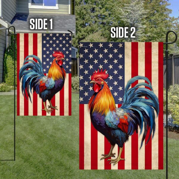 Patriotic Rooster American Flag T-Shirt - TQN1389F - Image 5