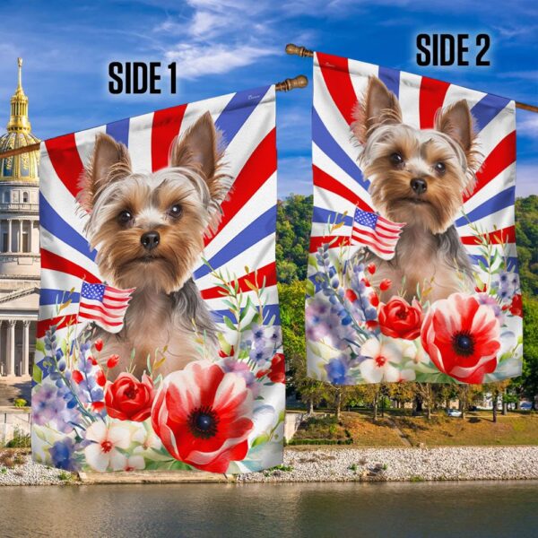 Patriotic Yorkie 4th of July Flowers Dog Bandana TQN1302Fv1 - Image 2