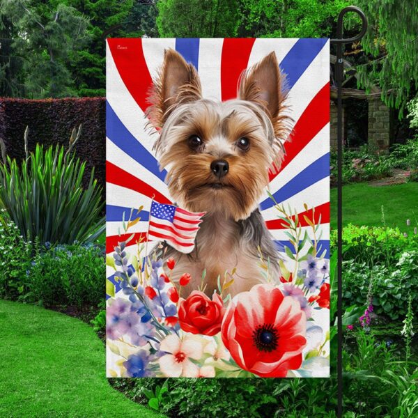 Patriotic Yorkie 4th of July Flowers Dog Bandana TQN1302Fv1 - Image 3