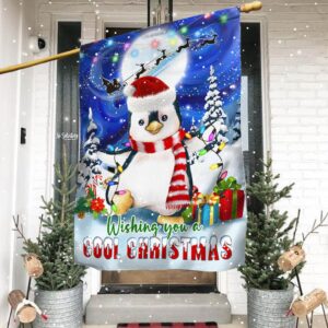 Cool Penguin Christmas Flag: Wishing You a Merry Christmas (TQN767F)