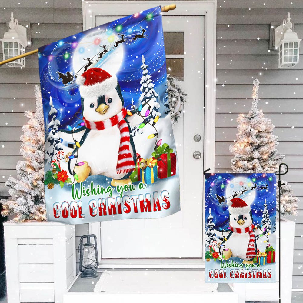 Cool Penguin Christmas Flag: Wishing You a Merry Christmas (TQN767F) - Image 5