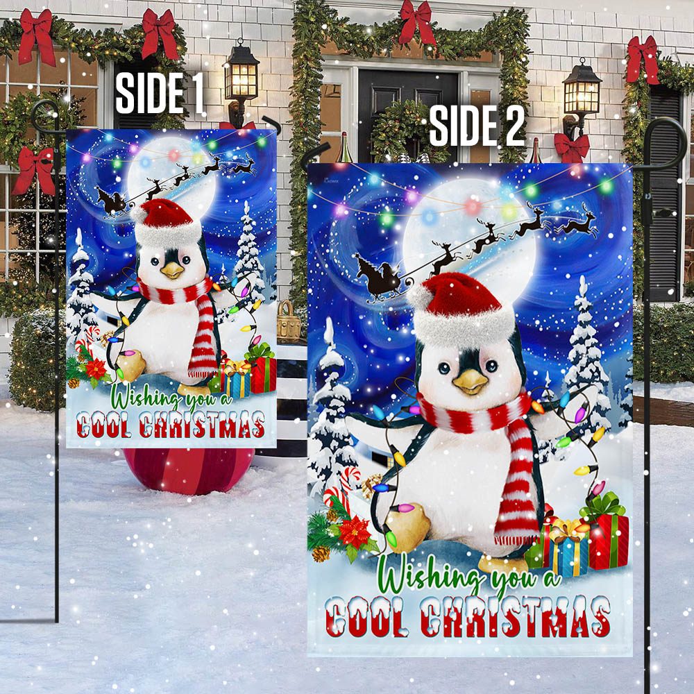 Cool Penguin Christmas Flag: Wishing You a Merry Christmas (TQN767F) - Image 4