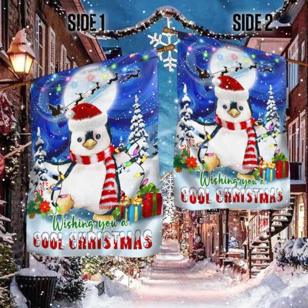 Cool Penguin Christmas Flag: Wishing You a Merry Christmas (TQN767F) - Image 2