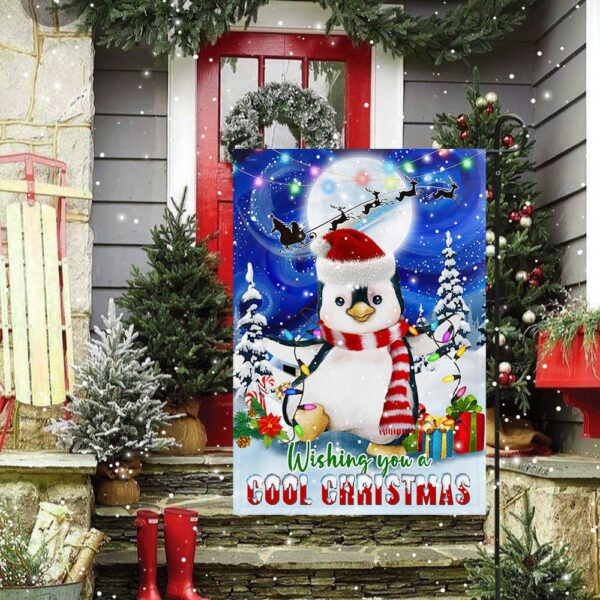 Cool Penguin Christmas Flag: Wishing You a Merry Christmas (TQN767F) - Image 3