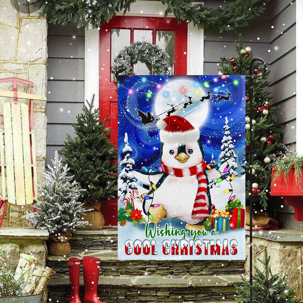 Cool Penguin Christmas Flag: Wishing You a Merry Christmas (TQN767F) - Image 3