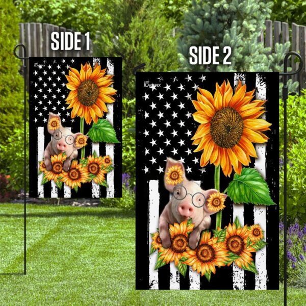 Patriotic Pig Sunflower American Flag Decor - Image 10