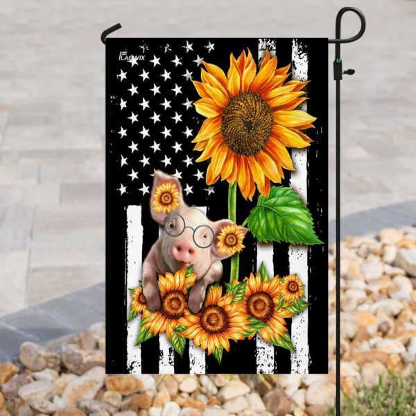 Patriotic Pig Sunflower American Flag Decor - Image 8