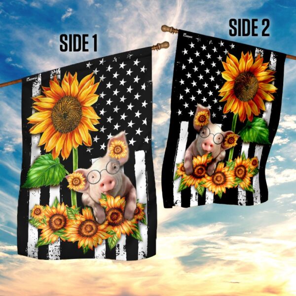 Patriotic Pig Sunflower American Flag Decor - Image 5