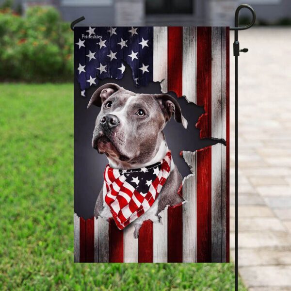 Patriotic Pit Bull T-Shirt - American Flag Design (THB2490F) - Image 6