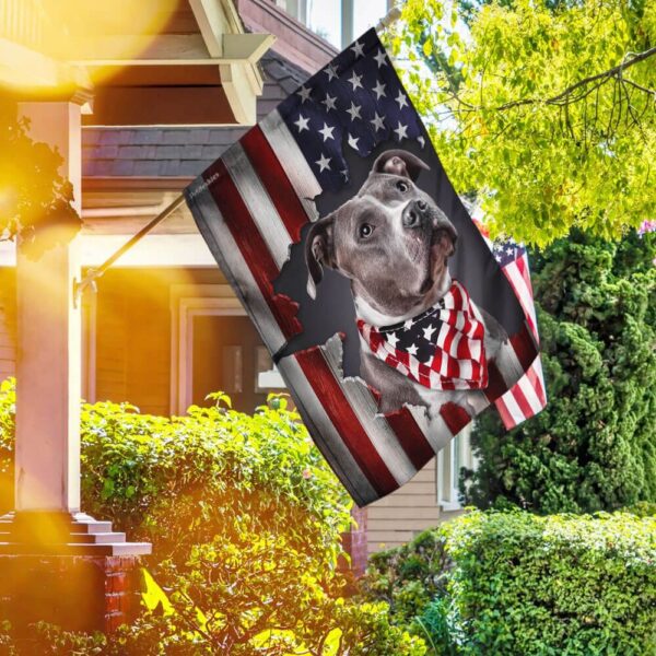 Patriotic Pit Bull T-Shirt - American Flag Design (THB2490F)