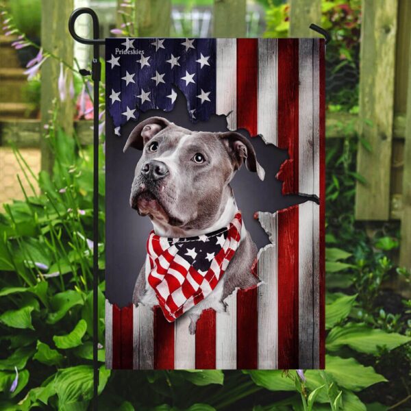 Patriotic Pit Bull T-Shirt - American Flag Design (THB2490F) - Image 7