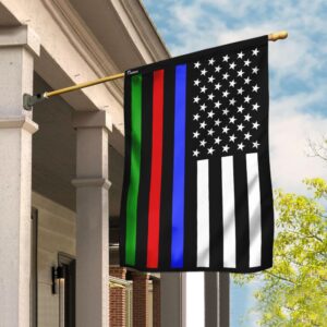 Thin Blue Line, Red Line, & Thin Yellow Line American Flag QNN161F