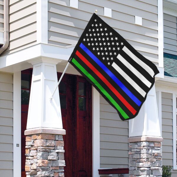Thin Blue Line, Red Line, & Thin Yellow Line American Flag QNN161F - Image 4