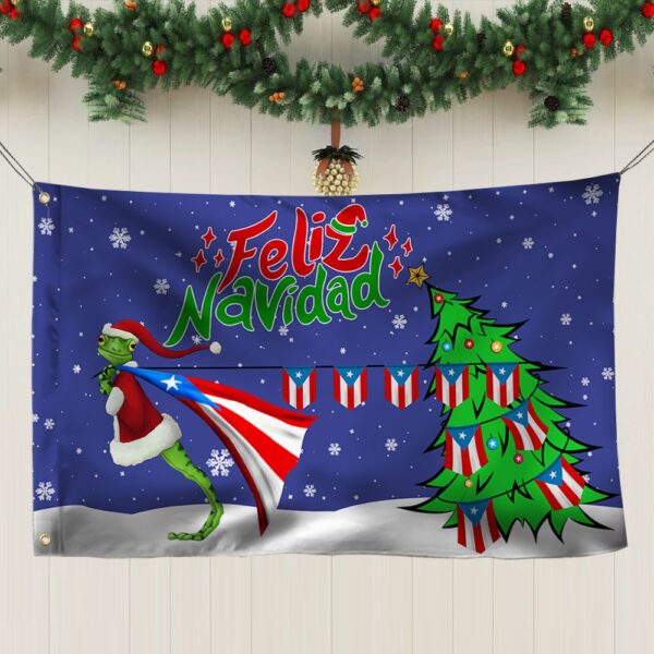 Puerto Rico Coqui Christmas Grommet Flag: Feliz Navidad - Image 4