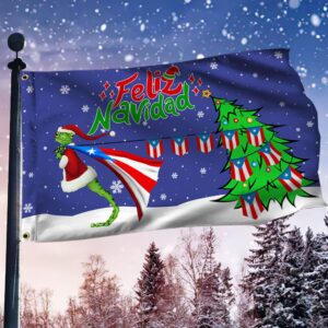 Puerto Rico Coqui Christmas Grommet Flag: Feliz Navidad