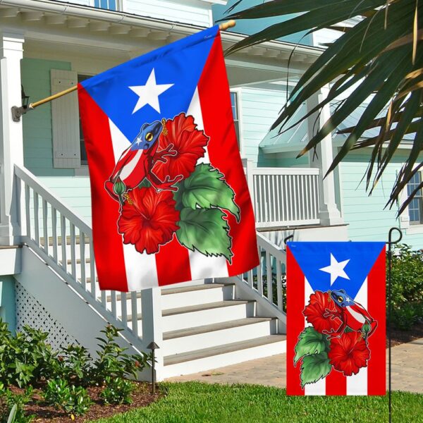 Puerto Rico Hibiscus Flag T-Shirt: Coquí Design TQN1097F - Image 4