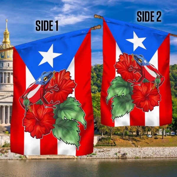 Puerto Rico Hibiscus Flag T-Shirt: Coquí Design TQN1097F - Image 2