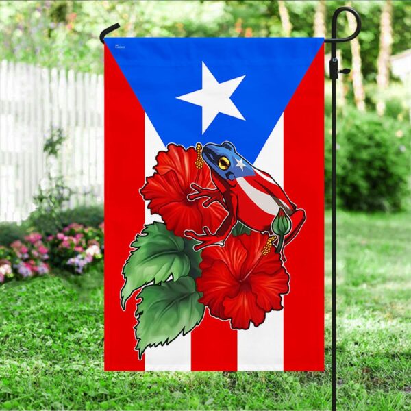 Puerto Rico Hibiscus Flag T-Shirt: Coquí Design TQN1097F - Image 3