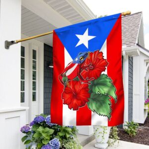 Puerto Rico Hibiscus Flag T-Shirt: Coquí Design TQN1097F