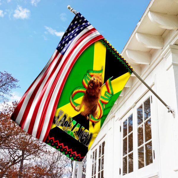 Rasta Lion Jamaica American Flag DBX1930F: Reggae Pride Apparel - Image 2