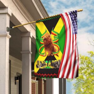 Rasta Lion Jamaica American Flag DBX1930F: Reggae Pride Apparel