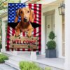 Red Dachshund American Flag Welcome Mat