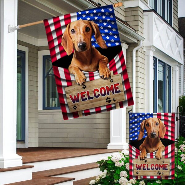 Red Dachshund American Flag Welcome Mat - Image 4