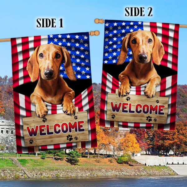 Red Dachshund American Flag Welcome Mat - Image 2