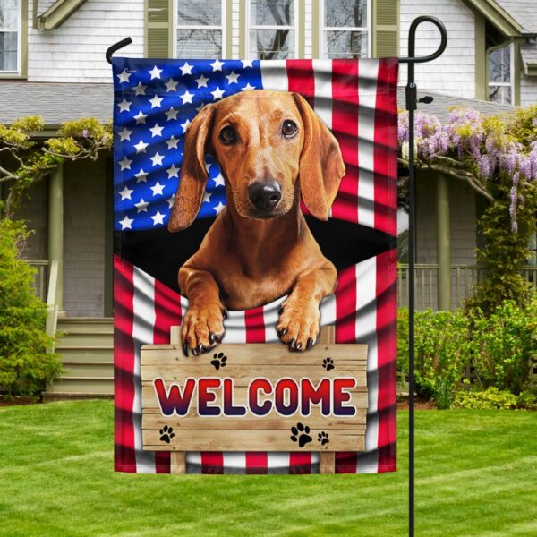Red Dachshund American Flag Welcome Mat - Image 3