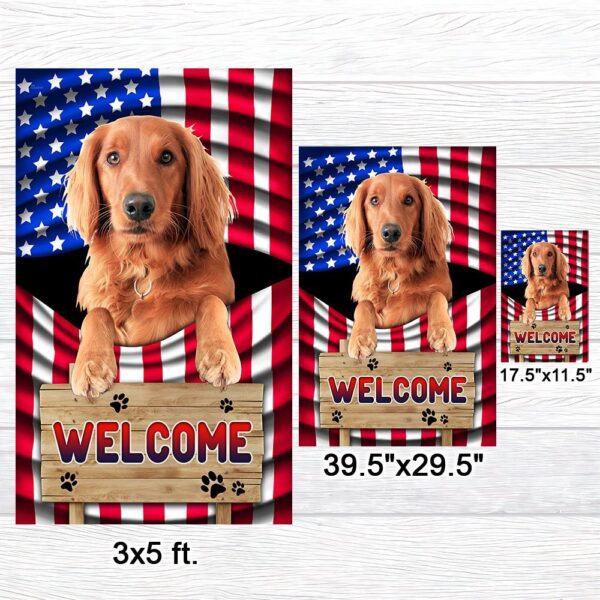 Patriotic Red Golden Retriever Dog Welcome Flag - Image 7