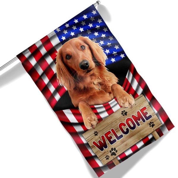 Patriotic Red Golden Retriever Dog Welcome Flag - Image 6