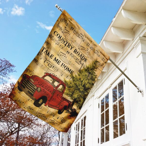 Red Truck. Country Roads Take Me Home Flag THN1981F - Image 2