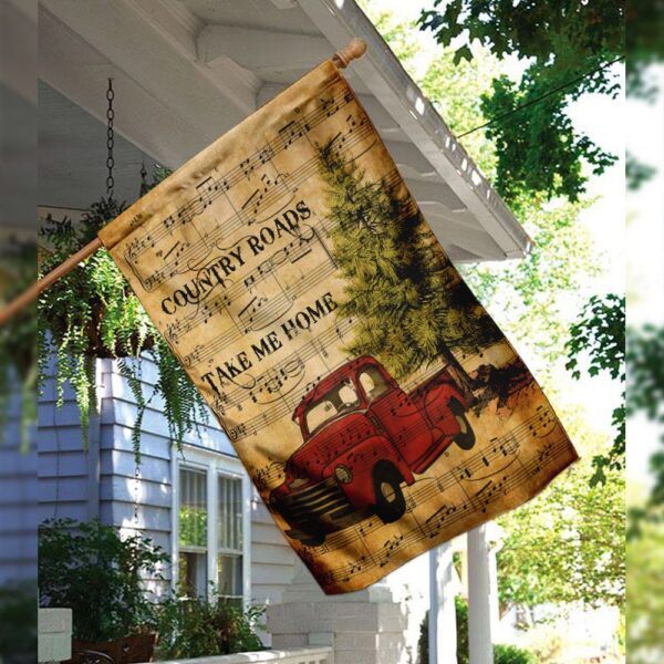 Red Truck. Country Roads Take Me Home Flag THN1981F - Image 3